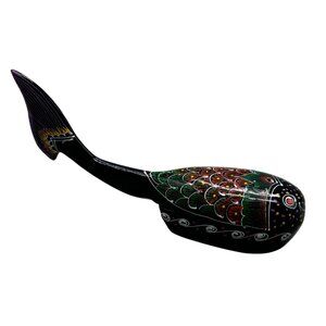 Hand-Painted Black Fish Trinket Dish With Vibrant Multicolor Scales Tail Design